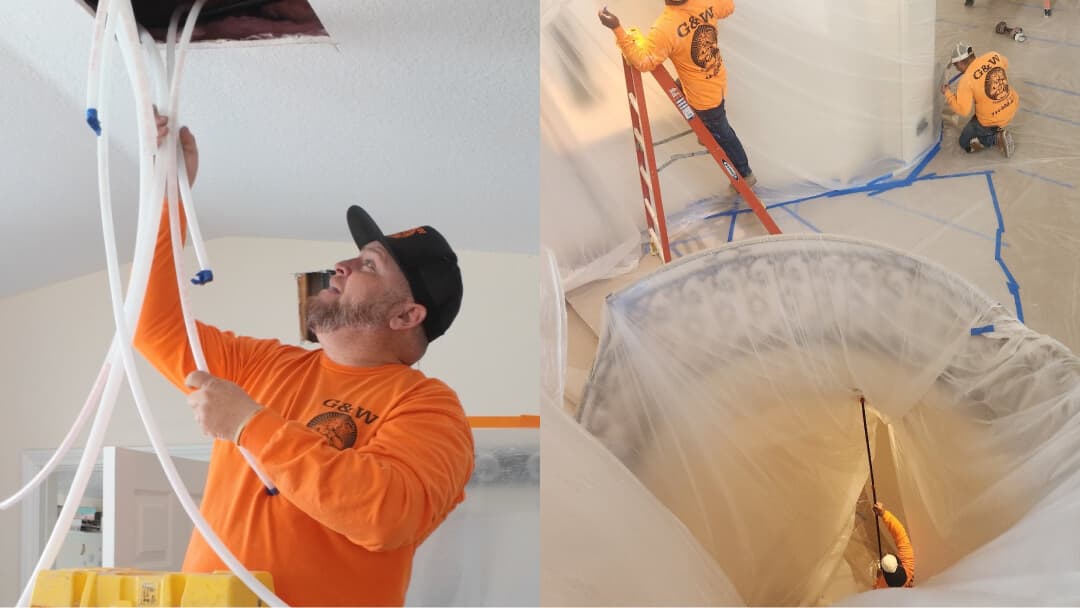 G & W crew completing whole-home repipe work